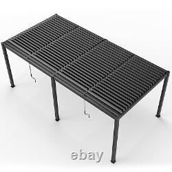 Pergolas à lames de 10X19ft en aluminium pour jardin avec toit ajustable et gouttière de drainage.