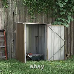 Petite remise de jardin adossée en acier galvanisé pour outils d'extérieur sur le patio