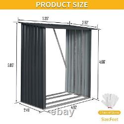 Rangement de bois de chauffage en acier pour l'extérieur avec abri ouvert et toit en pente pour le stockage de bois de chauffage