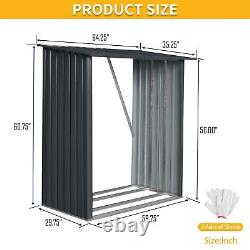Rangement de bois de chauffage en acier pour l'extérieur avec abri ouvert et toit en pente pour le stockage de bois de chauffage