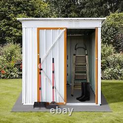 'UBGO Remises de jardin de rangement extérieur avec toit en pente, Remise verticale en acier galvanisé blanc A'
