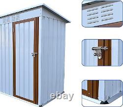'UBGO Remises de jardin de rangement extérieur avec toit en pente, Remise verticale en acier galvanisé blanc A'
