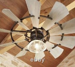 Ventilateur de plafond Windmill INDOOR Quorum NEW 52 en bronze huilé ou galvanisé
