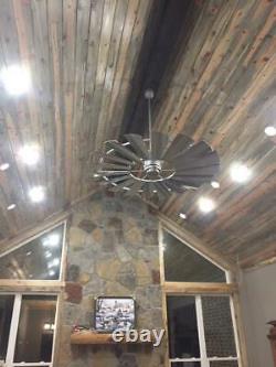 Ventilateur de plafond américain en acier galvanisé argenté de 46 pouces